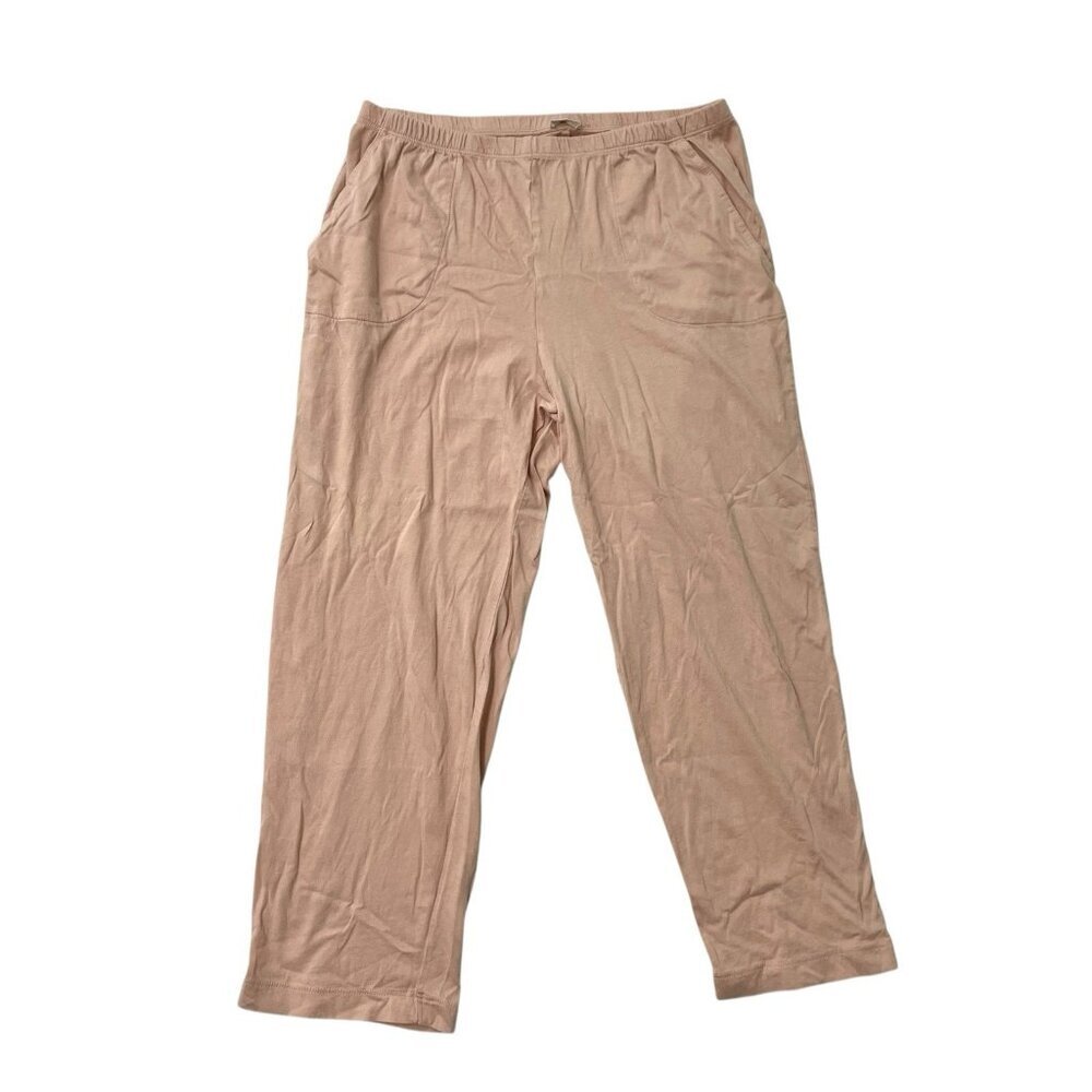 SKIN ORGANIC Cropped Pull-On Cotton Loungepants Pants Pink size Medium, 2